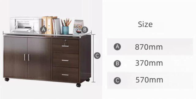 Two-door and three-drawer filing cabinet